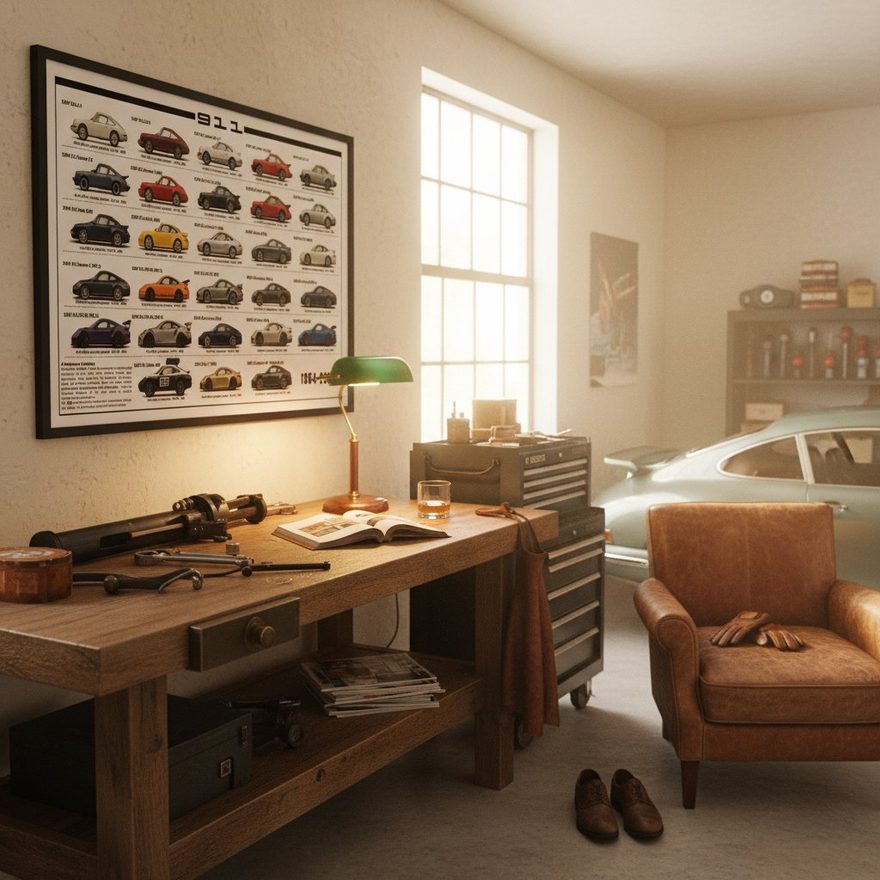 Porsche 911 lineage poster, white edition — The Workshop