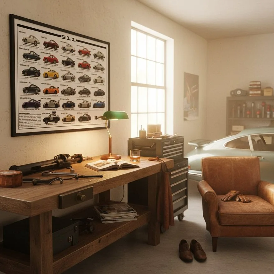 Porsche 911 lineage poster, white edition — The Workshop